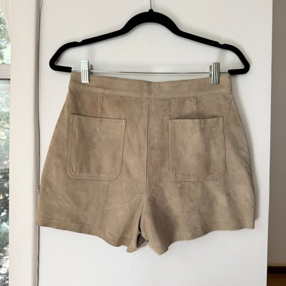 Rag & Bone Suede Mini Shorts Lace Up Front in Tan Brown 27 - Picture 4 of 9